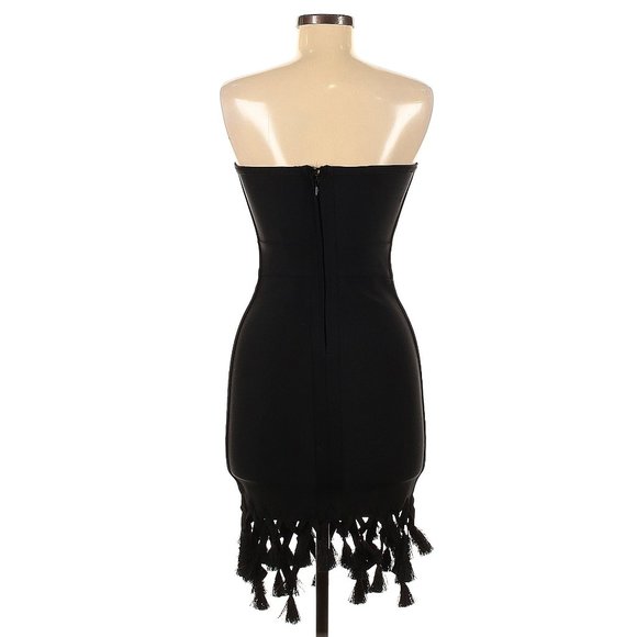 π₯STUNNINGLY BEAUTIFULπ₯ Bandage Strapless Bodycone Fringe Dress in Black - Picture 8 of 11